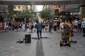 A Street singer played music at Centre Point, CBD in Sydney in f