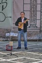 Street singer on Republicii Street - Brasov, Romania