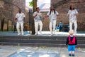 Street singers performing in historical city of York, England