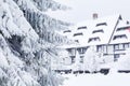 Street of ski resort Kopaonik, Serbia after snow Royalty Free Stock Photo