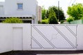 Street sliding design portal suburb home and door white metal aluminum house gate access modern Royalty Free Stock Photo