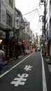 Street with small shops in suburban Tokyo Royalty Free Stock Photo