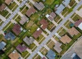 Street in the a small town in countryside of from above aerial view Cleveland Ohio USA