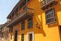 Street spanish colonial style in Cartagena de Indias, Colombia. Royalty Free Stock Photo