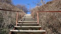 Street stairs leading up to the blue sky Royalty Free Stock Photo