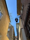 a street with stairs in the old town of Warsaw Royalty Free Stock Photo