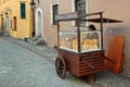 Street stall with cebularz, traditional Jewish dish in Lublin, Poland