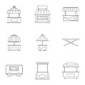 Street stall icon set, outline style