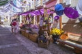 a street stall at the lavender festival market in Brihuega, Guadalajara, Spain