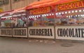 Street stall selling churros, fritters and fried dough at the Valencia de las Fallas festivities