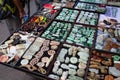 A street stall selling jade figures and seals in Hong Kong