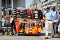 Street stall with souvenirs and socialist memorabilia from East Germany DDR       at landmark Checkpoint Charlie in Berlin Royalty Free Stock Photo