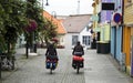 Street of Stavanger, cyclists Royalty Free Stock Photo