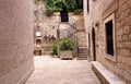 Street with stone stairs and shrine Kotor town Montenegro