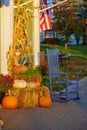 Street in Stowe town at autumn in Vermont Royalty Free Stock Photo