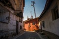 Street with stray houses and minaret of the mosque. Ankara, Turkey