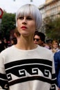 Street Style during Milan Fashion Week for Spring/Summer 2015 Royalty Free Stock Photo