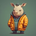 Street Style Realism: A Cartoon Pig In Jacket And Sweater