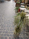 Street summer cafes, tables and chairs