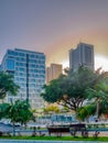 Street sunset. Santa Cruz de Tenerife. Spain. Royalty Free Stock Photo