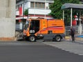 Street Sweeper Car on Duty in Jakarta Royalty Free Stock Photo