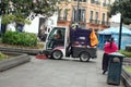 Street sweeper in Independence Square in Quito, Ecuador Royalty Free Stock Photo