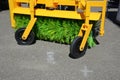 Street sweeper machine fow washing and cleaning asphalt road. Street cleaning Royalty Free Stock Photo