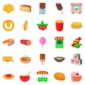 Street sweets icons set, cartoon style Royalty Free Stock Photo