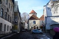 Street in Tallin city and houses on it