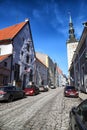 Street in Tallin city and houses on it