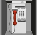 A street telephone booth with a red tube. Front view. 3D. Vector illustration