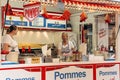 Street tent selling french fries. Muenster, Germany.