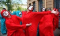 Street theatre. open street costumed performance of young actors.