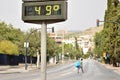 Street thermometer marking 49 degrees