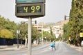 Street thermometer marking 49 degrees