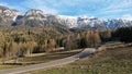 street to the Alps, Dolomiti di Brenta, Madonna di Campiglio, Bel Vedere Royalty Free Stock Photo