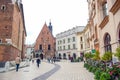 Street to St. Barbara church Main Square of Krakow, Poland