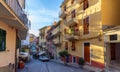 Street in touristic town, Manarola, Italy. Cinque Terre