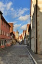 Street of town Rotenburg on Tauber in Germany. Facades of the ho