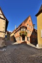 Street of town Rotenburg on Tauber in Germany.