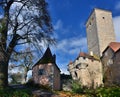 Street of town Rotenburg on Tauber in Germany.