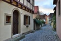 Street of town Rotenburg on Tauber in Germany.