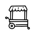 street trade pushcart line vector doodle simple icon