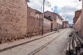 Street with traditional adobe houses in Maras village Royalty Free Stock Photo