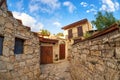 Street in the traditional Cypriot village Lofu. Limassol District, Cyprus Royalty Free Stock Photo