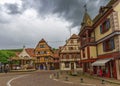 Street and traditional houses in Obernai, Alsace, France Royalty Free Stock Photo