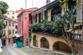 Street with traditional Italian architecture in Portofino town, Liguria, Italy Royalty Free Stock Photo