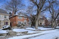 row of traditional middle class single family houses