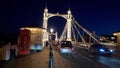 Street traffic on Albert Bridge London by night - LONDON, ENGLAND - DECEMBER 10, 2019 Royalty Free Stock Photo