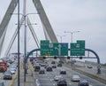 Street traffic on Leonard P. Zakim Bunker Hill Bridge Boston - BOSTON , MASSACHUSETTS - APRIL 3, 2017 Royalty Free Stock Photo